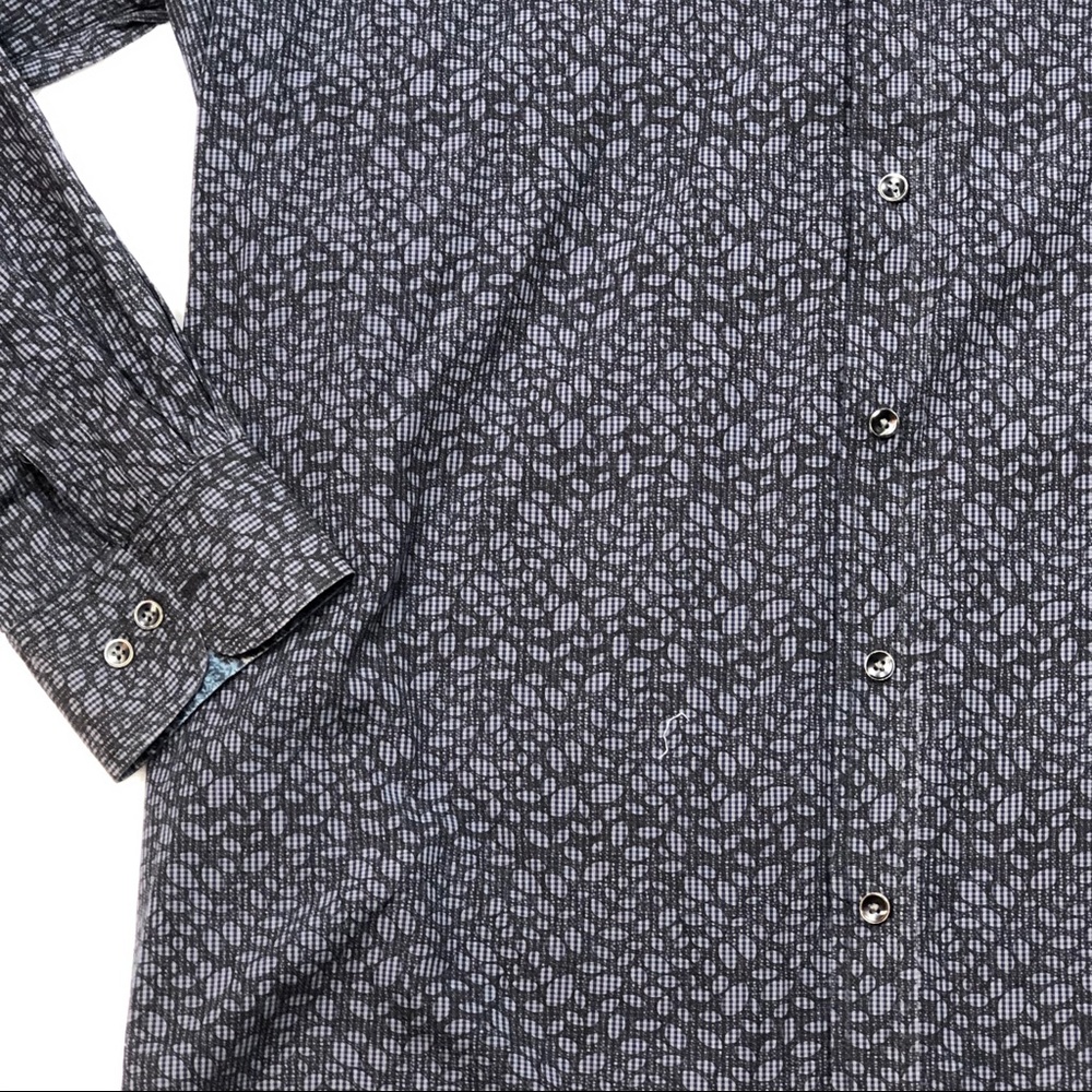Pronto Uomo Blue Black Print Oxford Shirt size 2XT - Picture 5 of 10